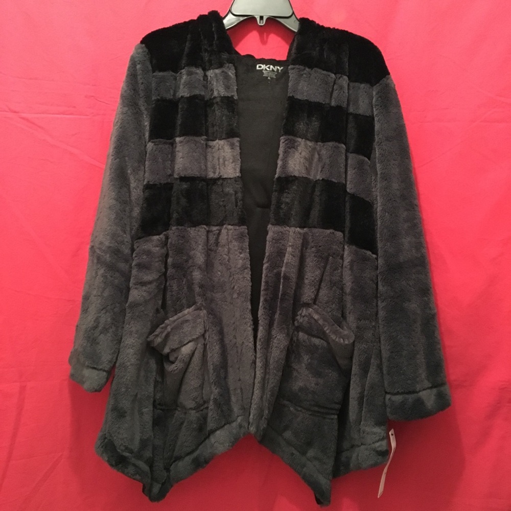 Cute DKNY Hooded Coat/Jacket in Grey/Black